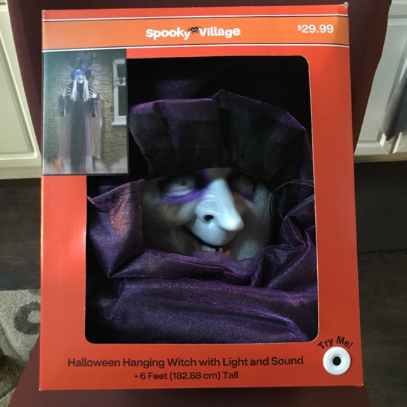 Spooky Village Halloween Hanging Witch With Light and Sound NEW 6 ft tall - Picture 10 of 11